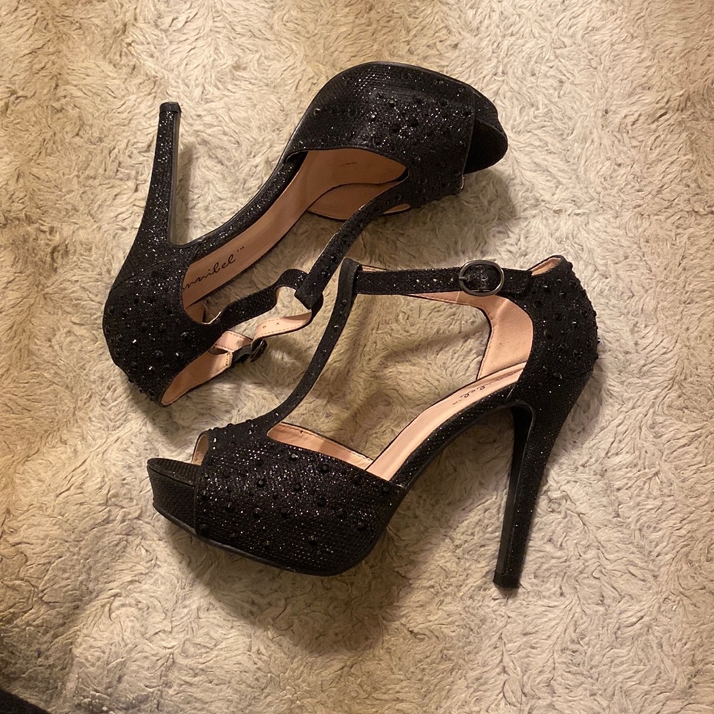 Sparkly black high heels